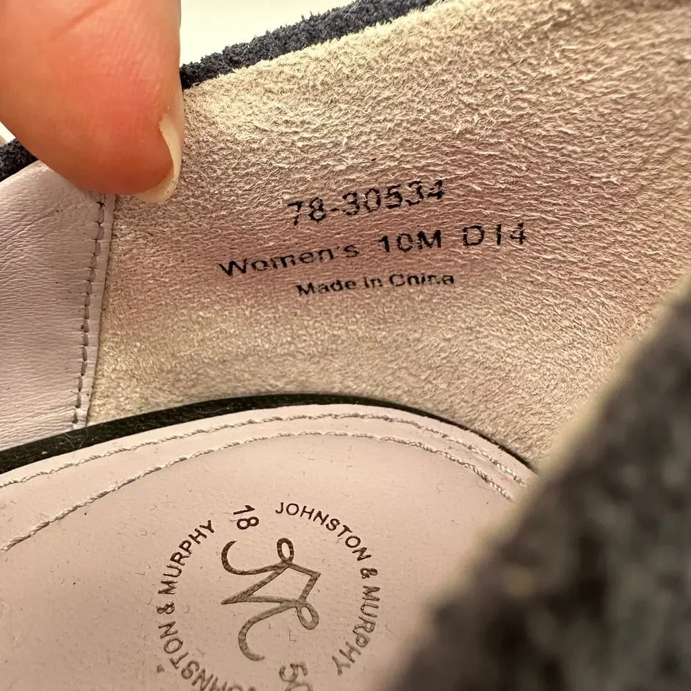 Johnston and Murphy Navy Blue Corduroy Platform Heels Pumps Womens 10M - Picture 8 of 11